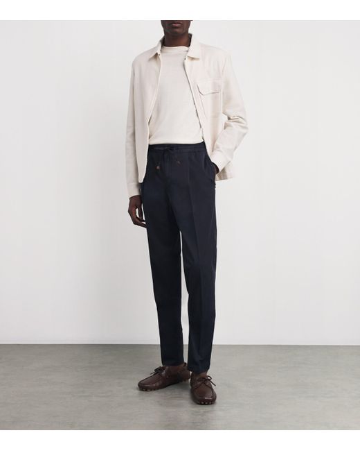 Slowear Blue Cotton-Blend Drawstring Tailored Trousers for men