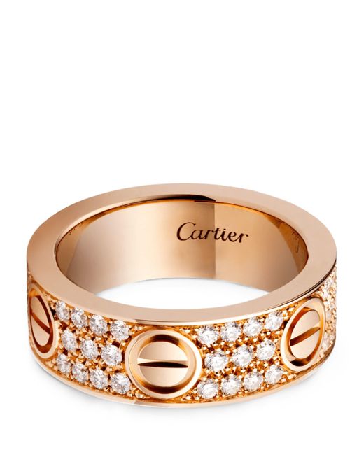 Cartier Metallic Rose And Diamond-Paved Love Ring