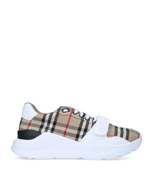 Burberry White Check Regis Sneakers for men