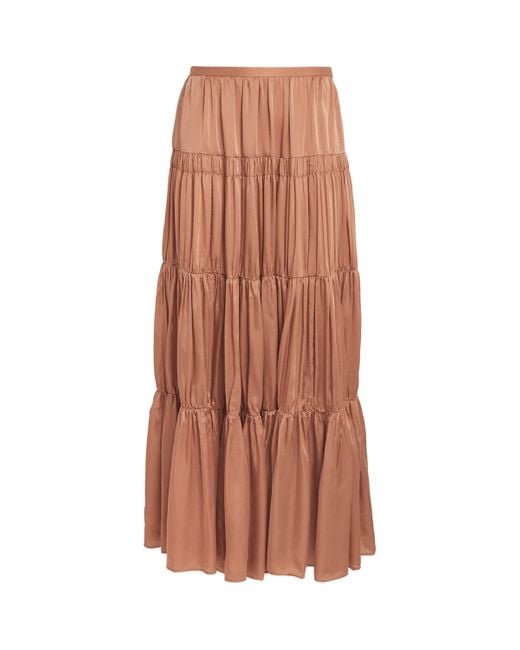 Ulla Johnson Brown Silk Gaelle Maxi Skirt