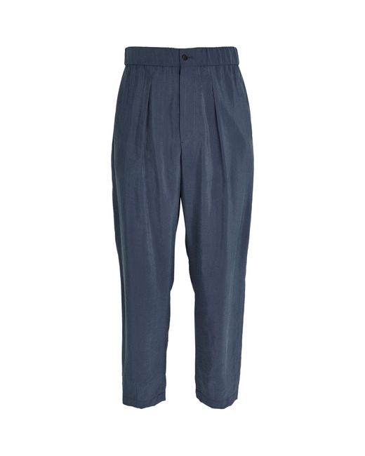 Giorgio Armani Blue Silk-blend Tailored Trousers for men