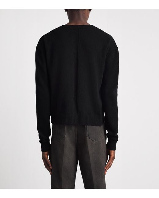 Rick Owens Black Cashmere-Wool Tommy Sweater for men