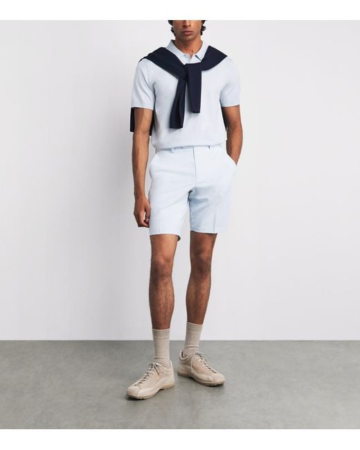J.Lindeberg White Knitted Ridge Polo Shirt for men