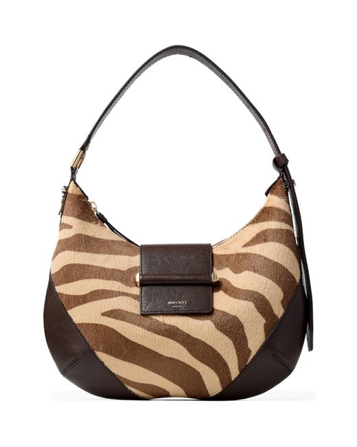 Jimmy Choo Brown Small Bar Pony Hair-Leather Shoulder Bag