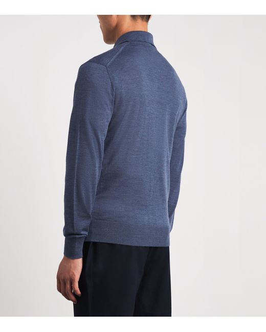 Sease Blue Virgin Wool Polo Shirt for men