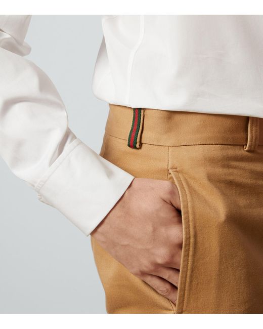 Gucci Natural Cotton Drill Tailored Trousers for men