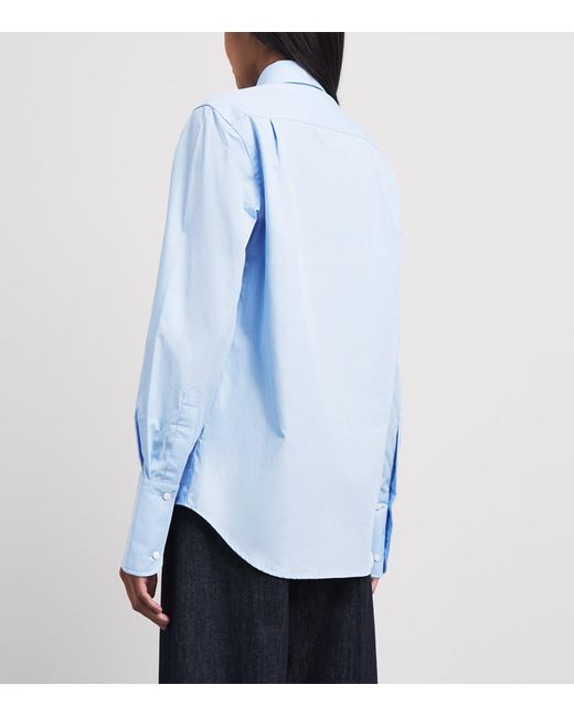 With Nothing Underneath Blue Exaggerated Cuff The Boyfriend Shirt