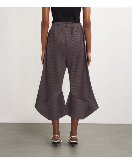 Pleats Please Issey Miyake Brown Pleated Chili Peppers Wide-leg Trousers