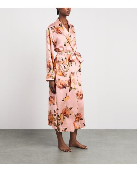 Harrods Pink Silk Midnight Rose Night Robe