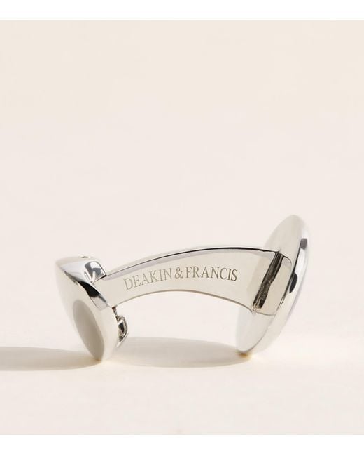 Deakin & Francis Natural Sterling And Enamel Oval Cufflinks for men