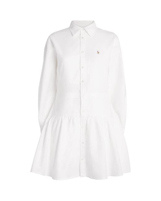 Polo Ralph Lauren White Twill Polo Pony Mini Shirt Dress