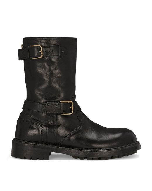 Dolce & Gabbana Leather Biker Boots in Black for Men | Lyst Canada