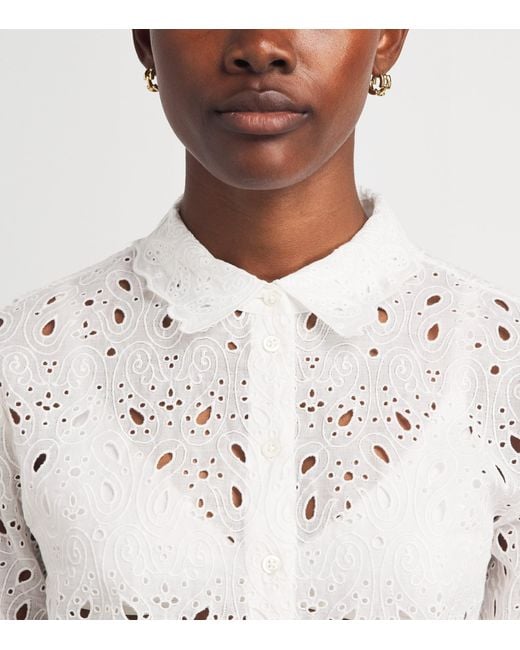 FRAME White The Paisley Eyelet Cinch Sleeve Shirt