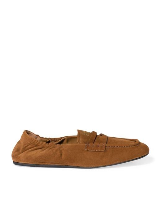 Miu Miu Brown Suede Ruches Loafers