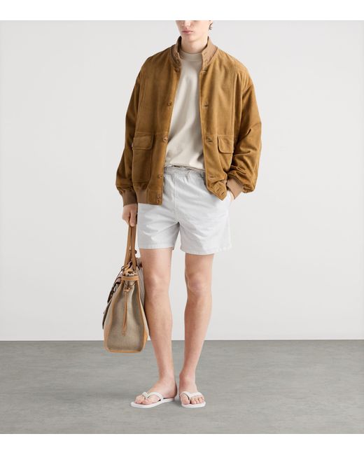 Prada White Cotton Twill Swim Shorts for men
