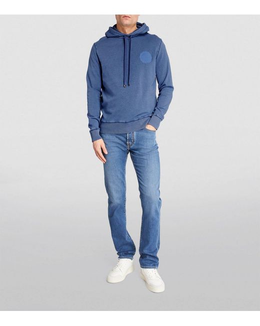 Jacob Cohen Blue Cotton Varsity-patch Hoodie for men