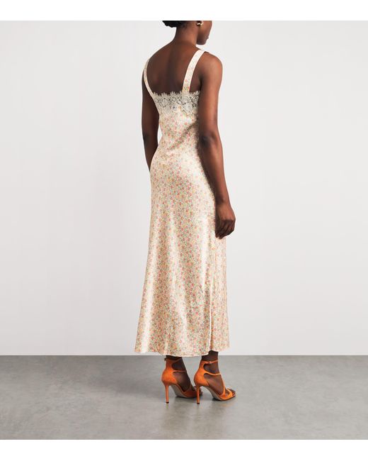 Rixo Natural Lace-Trim Rosamarie Maxi Dress