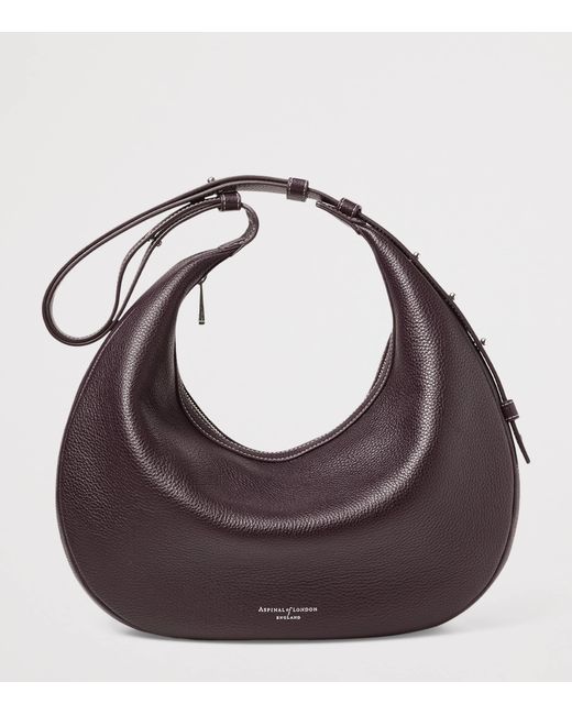 Aspinal Purple Large Soho Crescent Cross-Body Bag