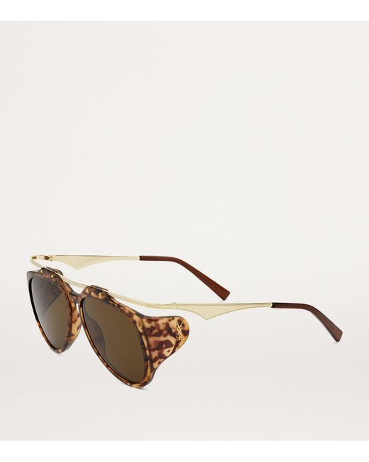 Saint Laurent Brown Amelia Aviator Sunglasses