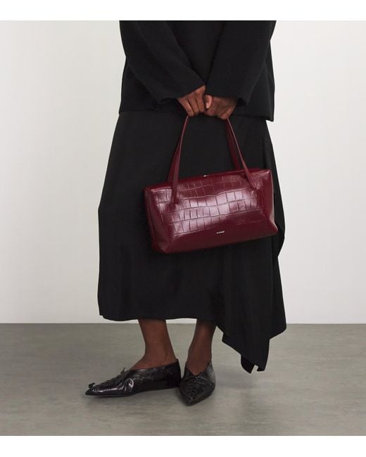Jil Sander Purple Medium Leather Goji Pillow Shoulder Bag