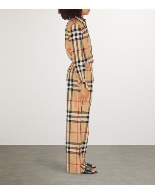 Burberry Natural Cotton Check Trousers for men