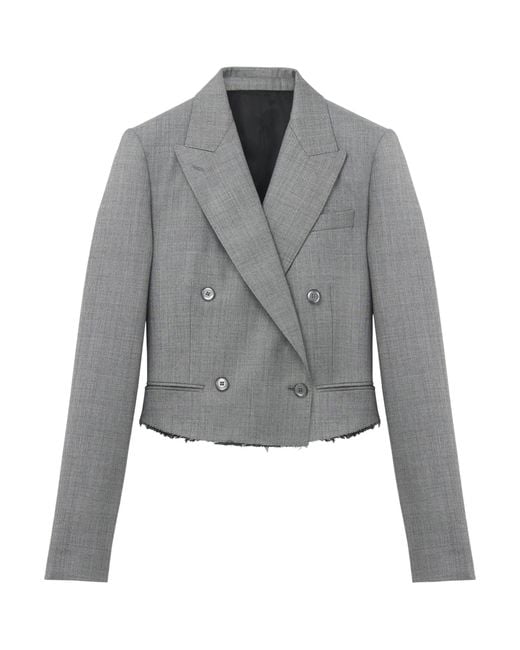McQueen Gray Cropped Double-Breasted Blazer
