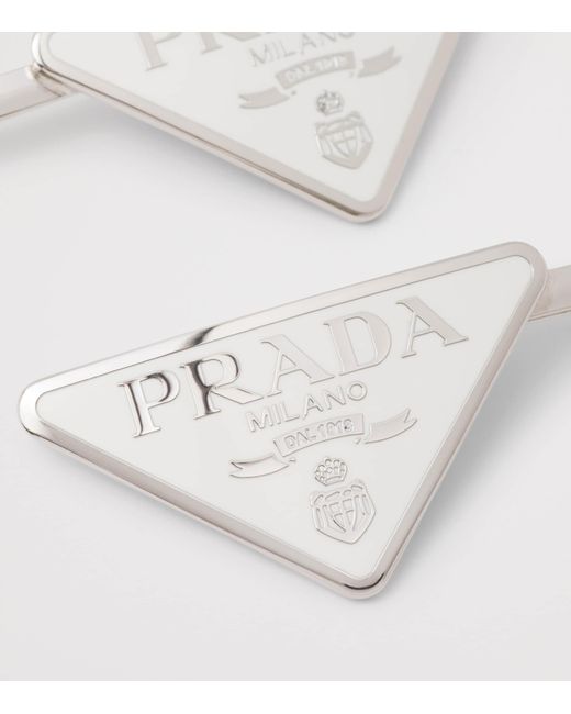 Prada White Logo Hair Clips