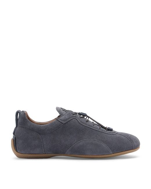 Dunhill Blue Suede Automotive Davies Sneakers for men