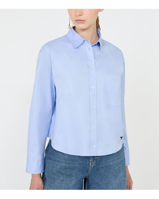 Weekend by Maxmara Blue Cotton Cropped Shirt