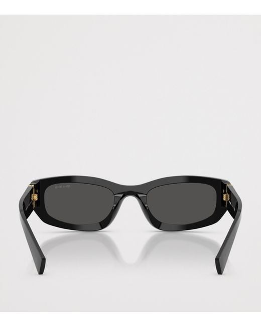 Miu Miu Black Irregular Rectangle Sunglasses