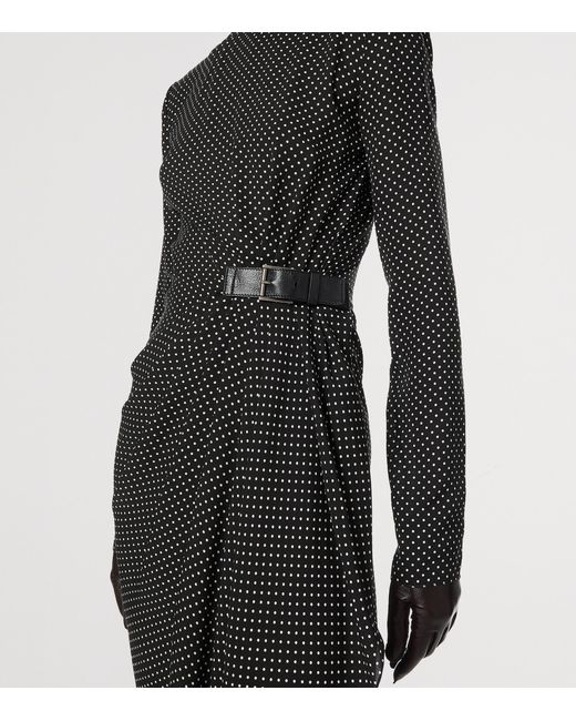 Tom Ford Black Silk Polka Dot Midi Dress