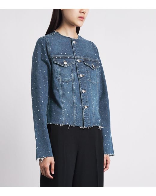 7 For All Mankind Blue Rhinestone Vicky Denim Jacket