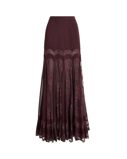 Zimmermann Purple Silk Valiant Panelled Maxi Skirt