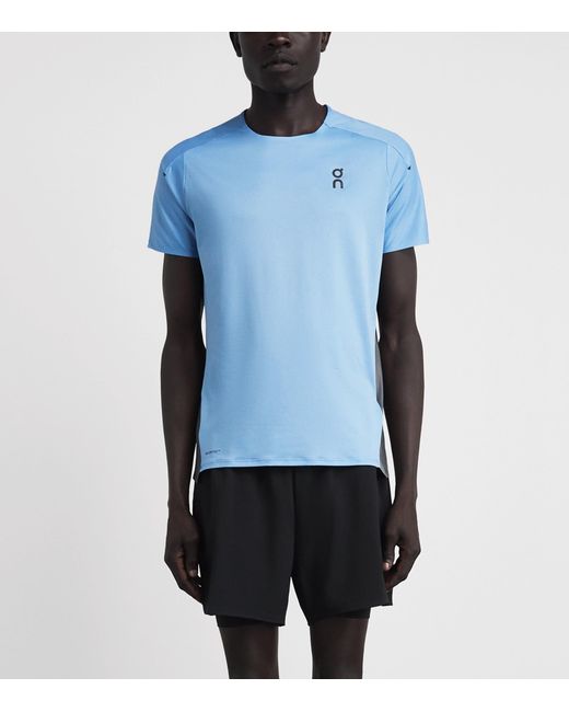 On Shoes Blue Performance T-Shirt for men