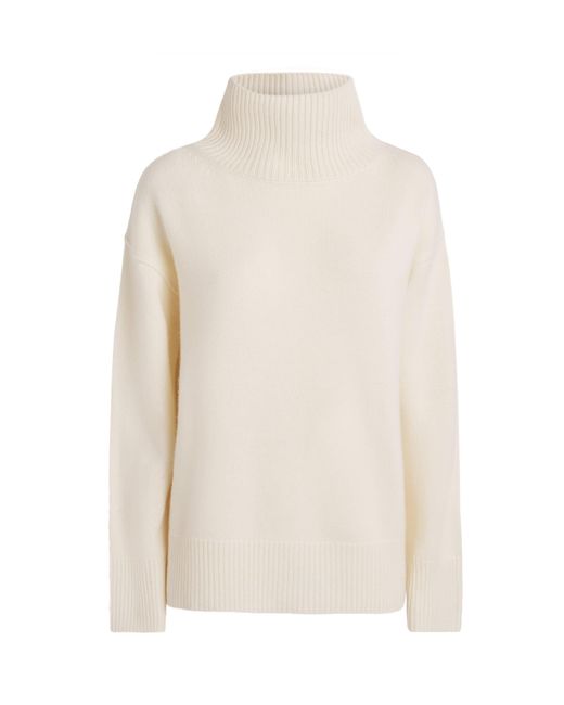 Soft Goat White Cashmere Rollneck Boyfriend Sweater