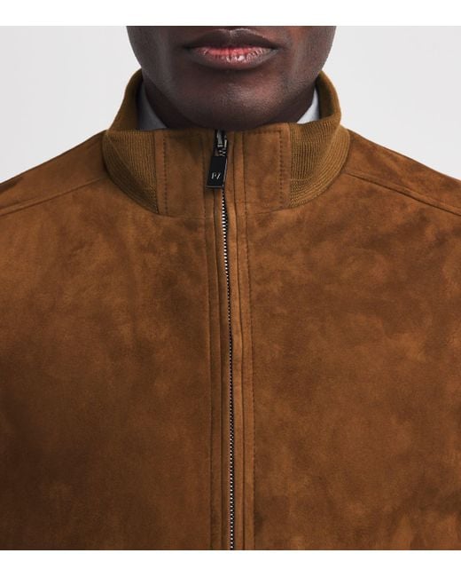Pal Zileri Brown Suede Bomber Jacket for men
