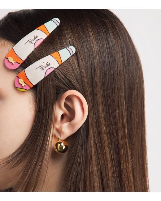 Emilio Pucci Pink Printed Hair Clips