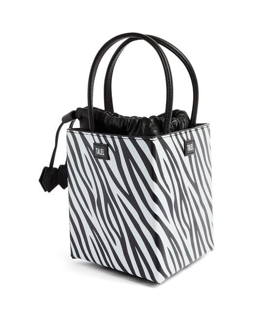 TALEL PARIS Black Leather Zebra Triangle Top-Handle Bag