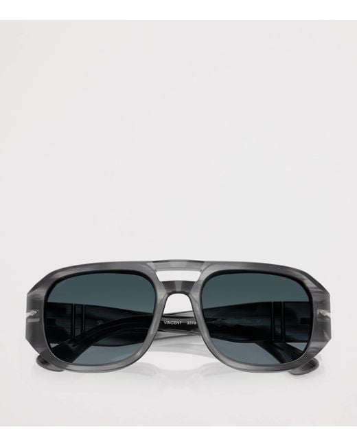 Persol Gray Acetate Vincent Pilot Sunglasses