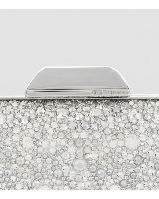 Jimmy Choo Gray Crystal-Embellished Cloud Clutch Bag