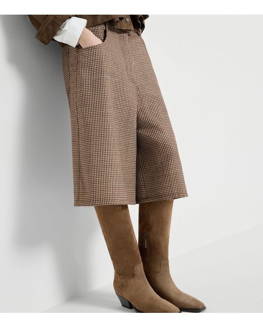 Brunello Cucinelli Brown Virgin Wool-Blend Houndstooth Bermuda Shorts