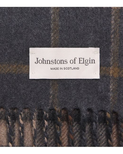Johnstons Gray Cashmere Double-Face Scarf for men