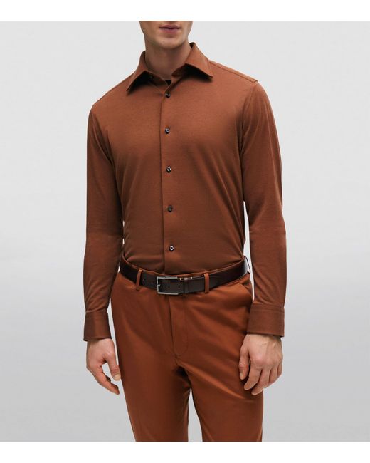 Boss Brown Cotton-Blend Shirt for men