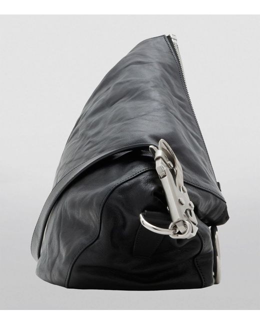 Burberry Black Medium Leather Knight Shoulder Bag