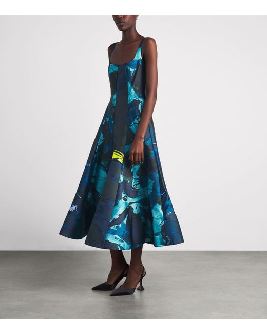 Roksanda Blue Brushstroke Print Zelia Midi Dress