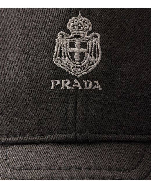 Prada Black Old Gabardine Baseball Cap for men