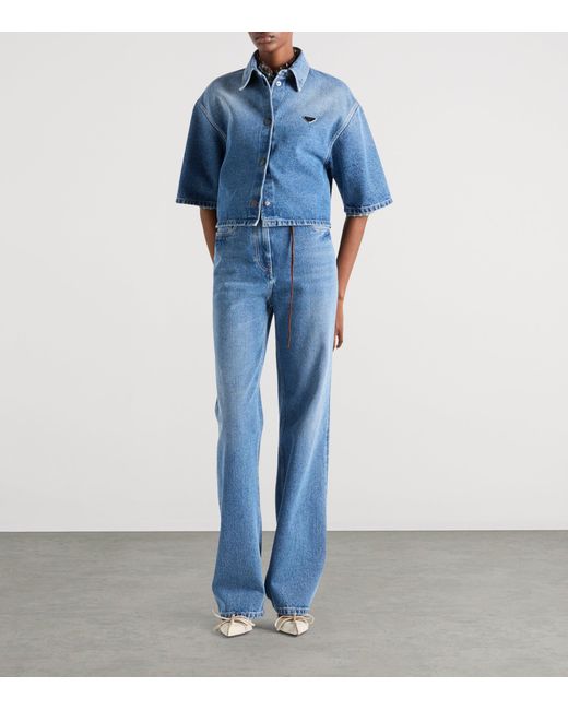 Prada Blue Denim Cropped Shirt