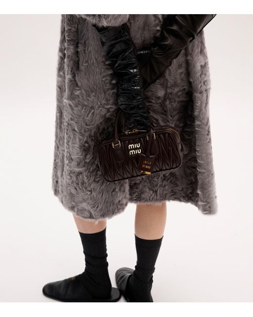 Miu Miu Brown Matelassé Leather Arcadie Top-Handle Bag