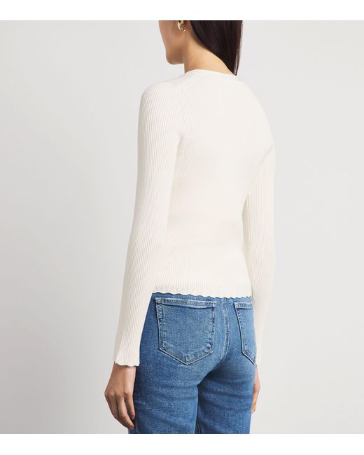 PAIGE White Knitted V-Neck Crimson Cardigan