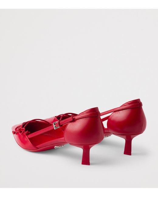Prada Red Leather Open-Side Pumps 45